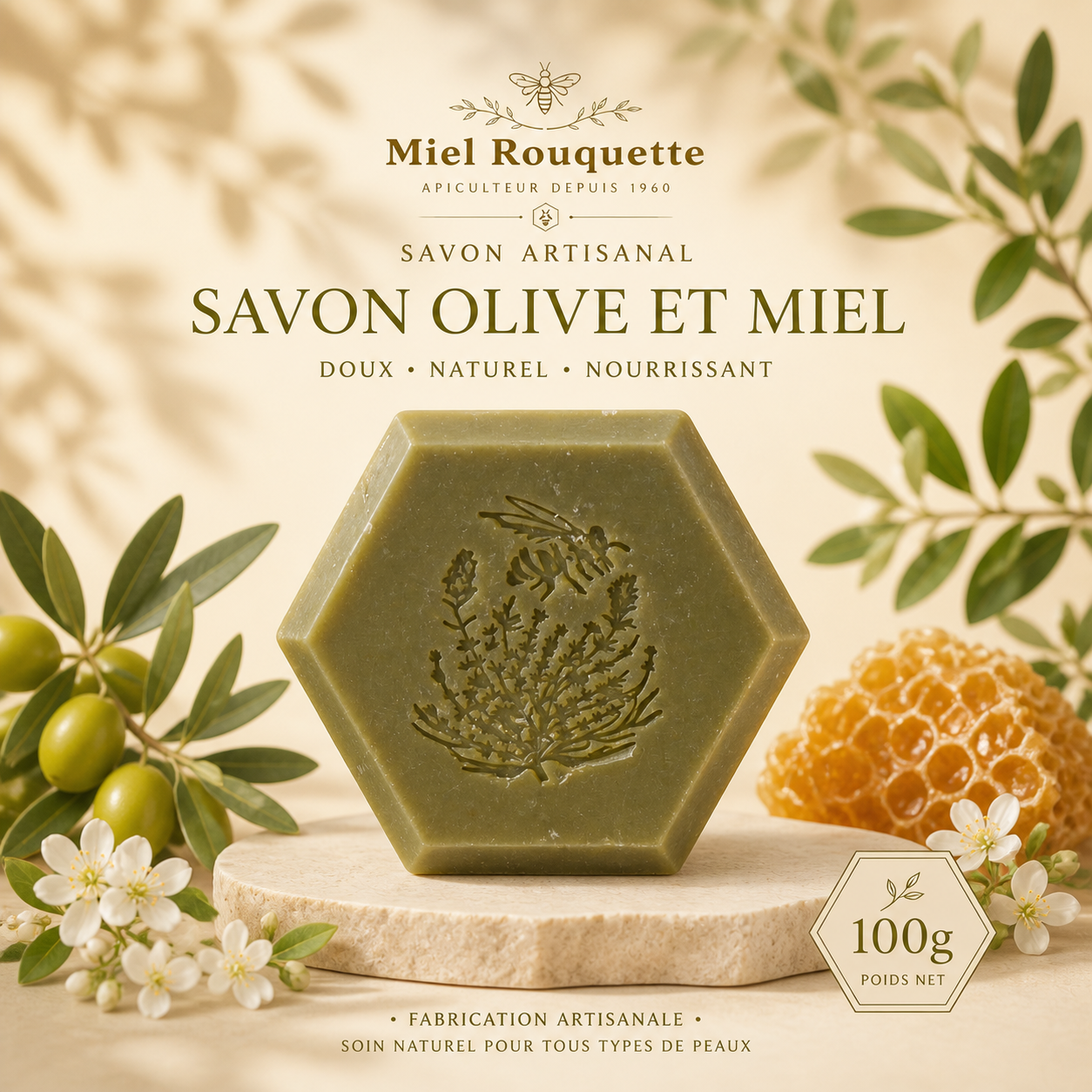 Savon Olive et Miel 100g